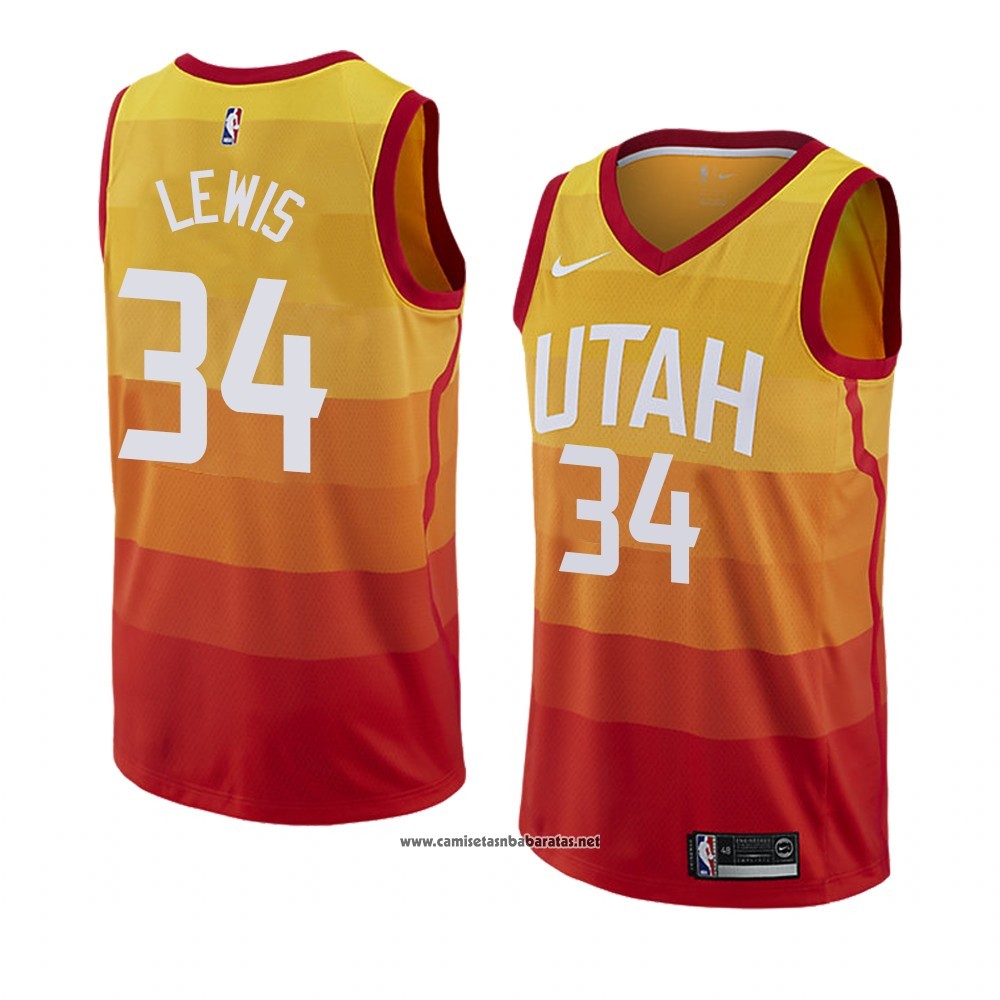 Camiseta Utah Jazz Trey Lewis #34 Ciudad 2018 Amarillo